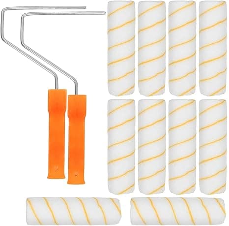 JEM Hardware MART Yellow Colour 2 HANDLY and Cover Foam Roller Brush for Wall Painting Form Roller Brush for Wall Painting Paint Roller