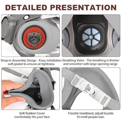 GALLY Reusable Half Face Respirator Mask with Safety Goggles, Dual Filtration Gas Mask with Activated Carbon Filters for Painting, Epoxy Resin, Welding, Construction and Industrial Safety 6