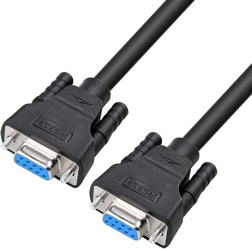 GANIX DB9 RS232 Serial Cable Female to Female Null Modem Cord Cross TX/RX line for Data Communication (1.5M)