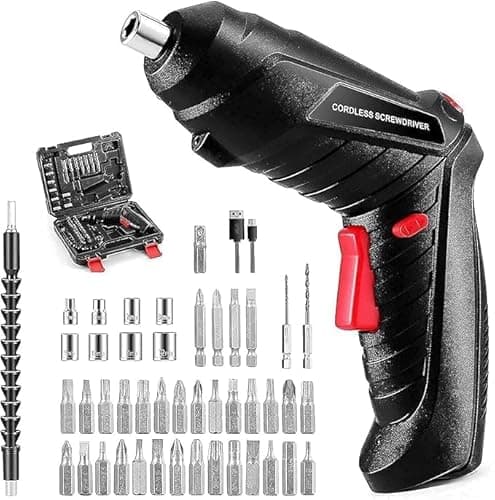 Electric Screwdriver USB Rechargeable Mini Cordless Drill with 47 in 1 Screwdriver Bits Set Portable Drill Driver Machine for Home Improvement and DIY