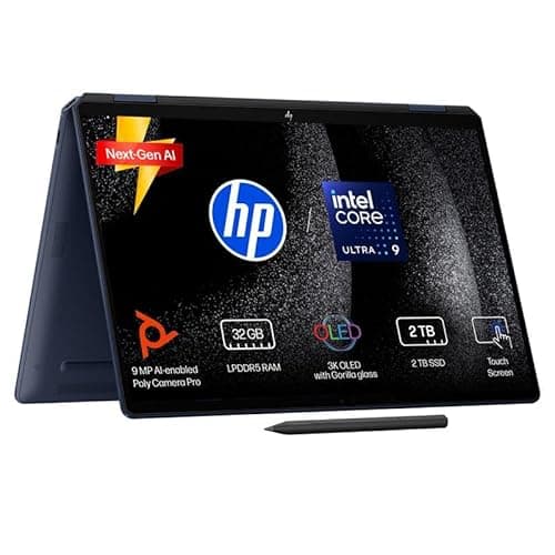HP Omnibook Ultra Flip (Previously Spectre), Intel Core Ultra 9 288V (32GB LPDDR5x, 2TB SSD), 3K, OLED, 120 Hz, 14''/35.6cm, Win11, M365* Office24, Blue, 1.34kg, fh0369tu, 9MP Camera, Backlit Laptop