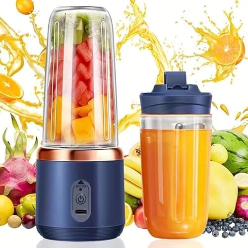 Zancia Portable Blender Electric Juicer USB Rechargeable Fruit Mixers Mini Personal Smoothie Maker 6 Blades 3 Gears Ideal for Smoothies, Protein Shakes, Fresh juices, sauces -1500mAh Battery