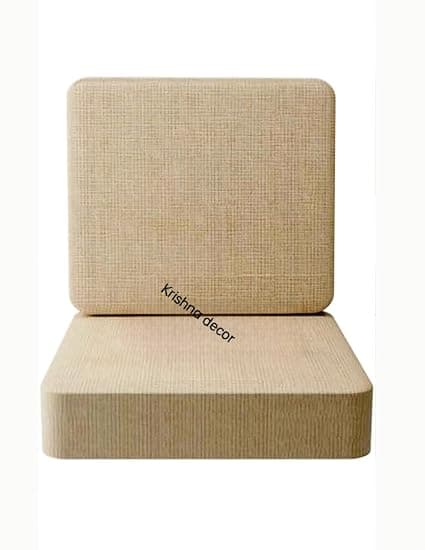 High Density 32D Foam Sofa Seat & Back Cushion Set | Premium Non-Wrinkle Sofa Gaddi with Washable Zip Cover 22"x21"x4" & 18"x21"x4", Beige-01