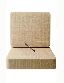 High Density 32D Foam Sofa Seat & Back Cushion Set | Premium Non-Wrinkle Sofa Gaddi with Washable Zip Cover 22"x21"x4" & 18"x21"x4", Beige-01