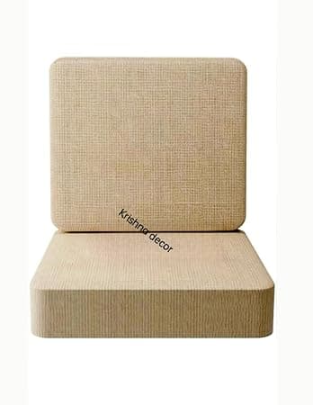 High Density 32D Foam Sofa Seat & Back Cushion Set | Premium Non-Wrinkle Sofa Gaddi with Washable Zip Cover 22"x21"x4" & 18"x21"x4", Beige-01