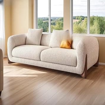 Boucle Fabric Modern Design Sofa with Pillow or Strong Woden Legs Best for Living Room, Halways, Garden (2 Seater)