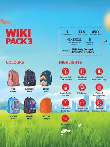 Wiki Stylish Unisex Backpack 3 Durable & Lightweight backpack for Men & Women | Backpack for Office, Gym, Travel (33.5 Litre, Brown) 4