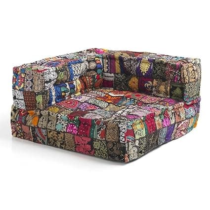 ASHEVILLE® Black Handcrafted Upholstery No Wood Modular Sofa for Living Room, Home| Low Floor Seating, Sectional Couch, Modular Lounge Chair, Designer Kids Sofa, Cat Bed, Dog Bed| 80X80X40 CM