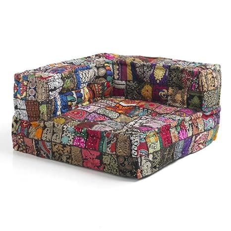 ASHEVILLE® Black Handcrafted Upholstery No Wood Modular Sofa for Living Room, Home| Low Floor Seating, Sectional Couch, Modular Lounge Chair, Designer Kids Sofa, Cat Bed, Dog Bed| 80X80X40 CM