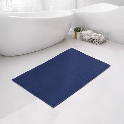 Welspun Premium Bath Mats Large for Hall, Bedroom & Living Room | Solid Design | Anti Skid | More Absorbent | Soft Feel | Machine Tufted | (2 x 3 ft, Dark Blue)