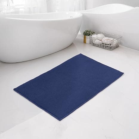 Welspun Premium Bath Mats Large for Hall, Bedroom & Living Room | Solid Design | Anti Skid | More Absorbent | Soft Feel | Machine Tufted | (2 x 3 ft, Dark Blue)