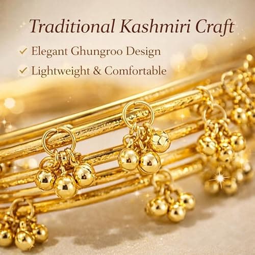 Zevarna kashmiri bangles for women, Kashmiri Ghungroo Bangles for Women, Traditional Ethnic Bridal Kada Set, Lightweight Festival Wedding Jewellery, Size 2.4 Inch, Pack of 8 4