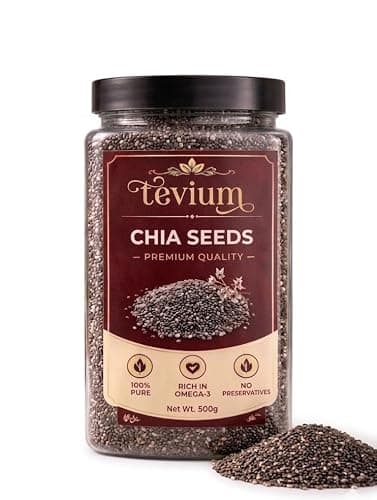 Tevium Chia Seeds | Raw & Natural Chia Seeds | Rich in Fiber & Protein | Omega-3 Superfood | Healthy Seeds | Gluten-Free (1kg)
