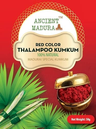 ANCIENT MADURAI | Madurai Special Thalampoo Kumkum Powder - (Dark Red, 50g, Pack of 6) 2