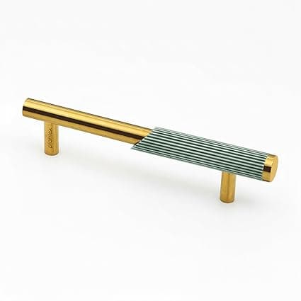 Plantex Stainless Steel & Aluminium Cabinet Handle/96mm Wardrobe Door Handle/Cupboard Pull-Push Handles for Home/Office - Pack of 1 (Green & Gold)