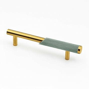 Plantex Stainless Steel & Aluminium Cabinet Handle/96mm Wardrobe Door Handle/Cupboard Pull-Push Handles for Home/Office - Pack of 1 (Green & Gold)