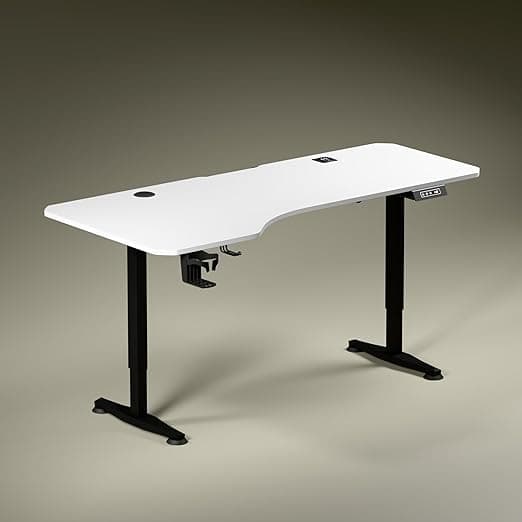 Green Soul Trigger 2.0 Height Adjustable Standing Desk|Ergonomic Design Table Top (5.3 Ft) Integrated Charging | Digital Display with Memory Preset | 3 Year Warranty | Black & White 1600 x 750 Top