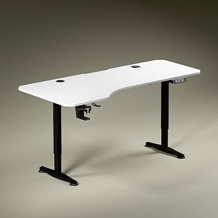 Green Soul Trigger 2.0 Height Adjustable Standing Desk|Ergonomic Design Table Top (5.3 Ft) Integrated Charging | Digital Display with Memory Preset | 3 Year Warranty | Black & White 1600 x 750 Top