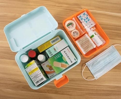 HomeCloud Plastic First Aid Box with Tight Lock Mechanism & Convenient Handle | Multi-Purpose Medicine Storage Organizer for Medicines, Bandages, Ointments & Medical Tools (Dark Blue) 2
