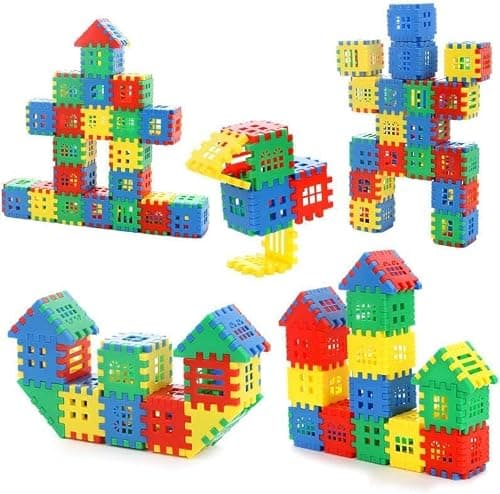 Interlocking Building Block Construction Toy Set, Multicolor Plastic House Building Blocks, 72 Pieces, Educational STEM Toy for Kids Ages 3-8 Years 5