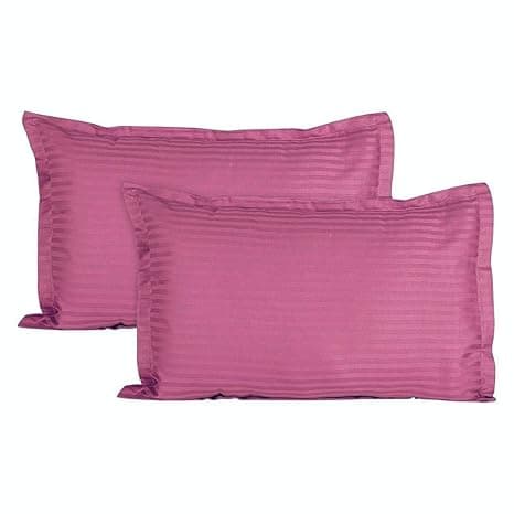 Trance Home Linen 200 TC 100% Cotton Small Size 17x25 inch Satin Stripe Pillow Covers | Pillow Cases | Set of 2 Piece Pillow Covers only |Small Size (Rose Pink Small, 17 X 25 inch)