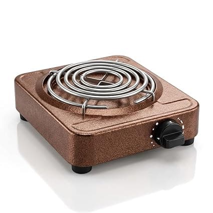 Single Burner Electric Hot Plate with Coil Heating Adjustable Thermostat Control | Portable Cooking Stove Metal Body | Electric Burner for Kitchen Travel & Outdoor