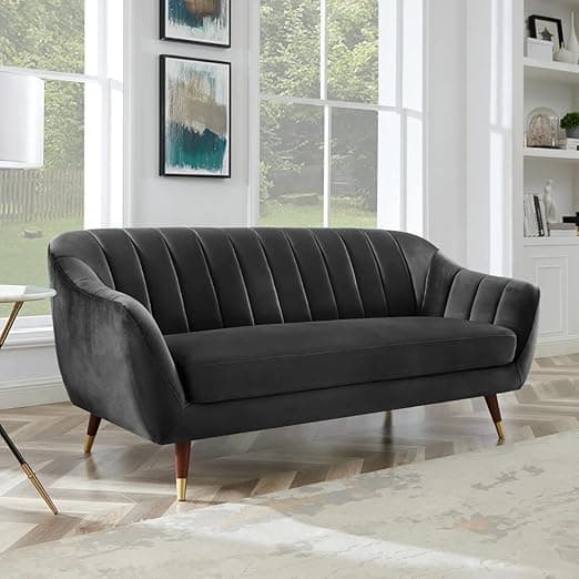 AMATA Marino 3 Seater Grey Suede Velvet Fabric Sofa Set with Two Cushions Perfect for Home Office Guests Living Room (01 Grey, 3 Seater)(3 Year Warranty)