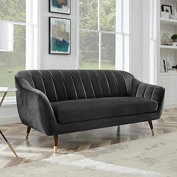 AMATA Marino 3 Seater Grey Suede Velvet Fabric Sofa Set with Two Cushions Perfect for Home Office Guests Living Room (01 Grey, 3 Seater)(3 Year Warranty)