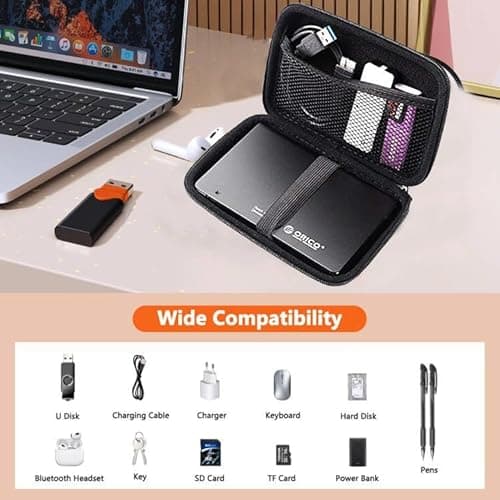 StealOdeal Portable Multipurpose Premium Shockproof Grey Strip Case for All 2.5" Hard Disks Drive Case/Travel Friendly 6