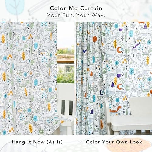 Tranquebar Curtain Co.Kids ColorMe DIY Curtains,Kids Room Curtain,60-65% Room Darkening, Multicolor Animal Print,Cotton Curtains 5 Feet Long Set of 2,BackTab Loops, Design- ColorMe(152 cm)-Set of 2 2
