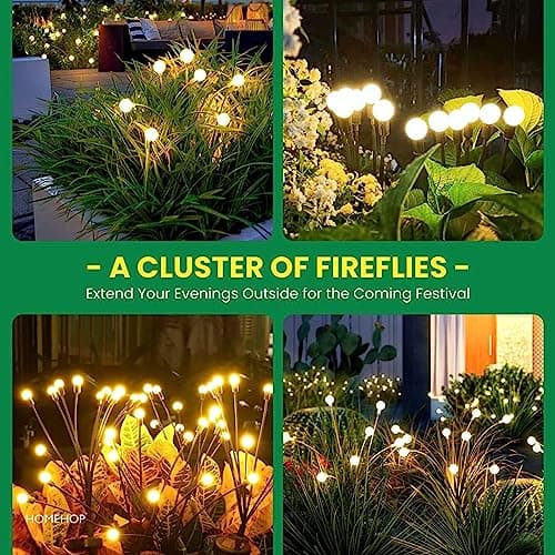 Homehop Solar Light Outdoor Swaying Firefly Garden lamp with 8 Led, Waterproof for Home Decor & Courtyard, Auto On/Off,Warm White (ABS Stainless Steel) 3
