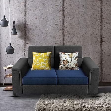 Casaliving Nancy 2 Seater Sofa Set for Living Room | Color - Black Blue