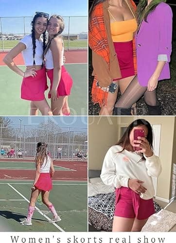 Nora Nico Women's High Rise Flared Stretchy Opaque Skater Skirts with Shorts (skarter-Skirt-Ruby-Pink-m) 4