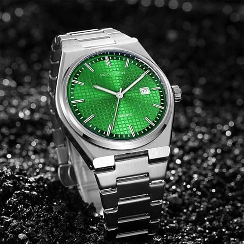 SWADESI STUFF Stainless Steel Date Display Mens Wrist Analogue Watch (Green), Dial-Color:Multicolour, Band Color:Silver 4
