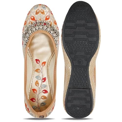 DFR Women Ethnic Rajasthani Embroidery with Payal Punjabi Mojari's Shoe Juti Jutti’s, Color - Multi1, UK Size - 7 4