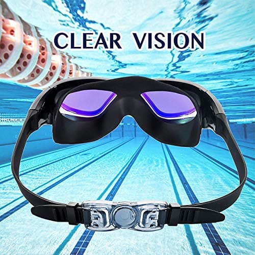 PRIME DEALS Premium Big Frame Competition Swim Goggles with Free Protective Case Pro Clear Lens & Wide-Vision Swimming Goggles with UV and Anti Fog Protection for Adult Men Women - Black. 5