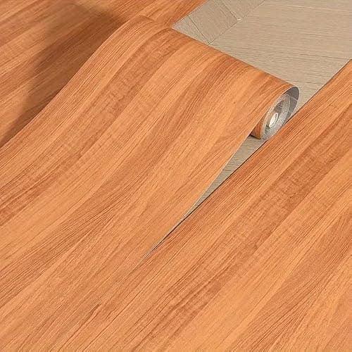 HAPPYMATES Wood Grain Peel and Stick Thickened 1.5mm Vinyl Flooring Roll – Waterproof Self Adhesive Floor & Wall Sticker, Foam Tile Wallpaper for Kitchen, Bathroom, and Home Decor (24 X 50 inch)