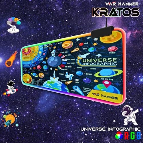 WAR HAMMER GX6050 RGB Gaming Mouse Pad with Micro Weave Texture, 14 RGB Modes, Anti Slip Rubber Base (800x300mm) 4