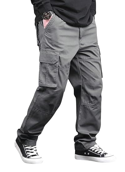 Lymio Cargo for Men | Cotton Cargo Pant | Drawstring Waist Pant (Also Available in Plus Sizes) (46-49)