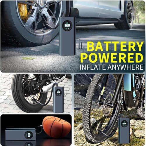 US1984 Car Tyre Inflator, Rechargeable Portable Air Compressor, 2X Fast Inflation, Cordless and Accurate Tire Pressure with digital display, 150PSI Auto Shut Off Air Pump for Car, Bike, Cycle, Ball 2