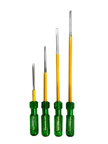 Jon Bhandari Tools Insulated Magnetic Two-in-One Screwdriver | Slotted & Phillips Head (4 in One Set) | Heavy Duty, Shockproof Handle for Home & Electrical Use