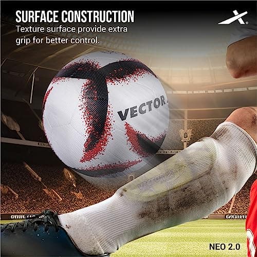 Vector X Neo 2.0 Synthetic Rubber Moulded Indoor/Outdoor Football with Butyl Bladder, White-Black, Size 5, Suitable for Match and Training for Adults 15+ Years 3