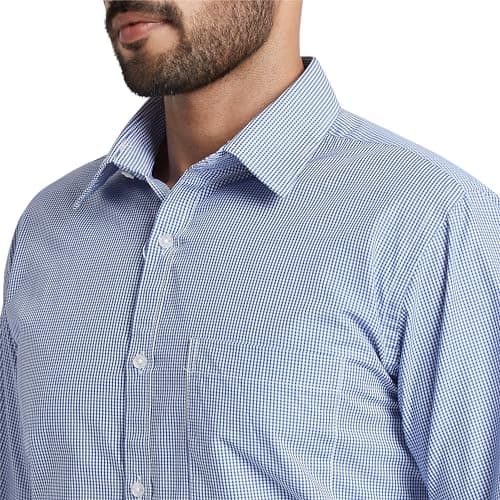 Park Avenue Men's Checkered Slim Fit Formal Shirt (PMSX11328-B3_39_Medium Blue) 5