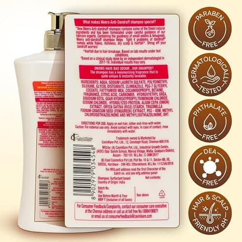 Meera Anti Dandruff Shampoo, With Goodness Of Small Onion and Fenugreek, For Men And Women, 1L 5