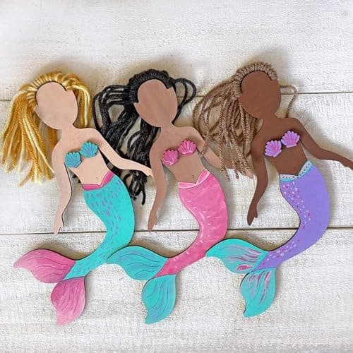 Haoser Mermaid Self-Portrait Craft Kit - Drawing Kit For Kids - Mermaid Theme Birthday Gift Pack Of 5, Multicolor 5