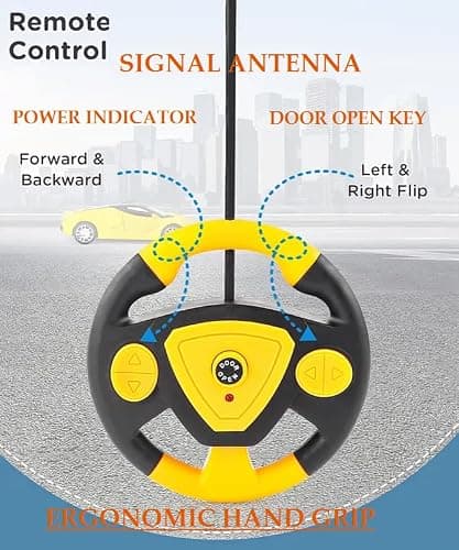 Umadiya® Rechargeable Remote Control Sports Car with Openable Doors Rc Car with Led Lights for Kids Super Sports Car High Speed Rc Car Toy Big Size 3-10 Years Old (Yellow) 5