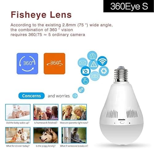 DDLC 4MP Bulb Camera 1080p HD WiFi CCTV Indoor Wireless Security Camera with Siren Alarm | 2 Way Audio | 360° Panoramic View | V380 Pro App 3