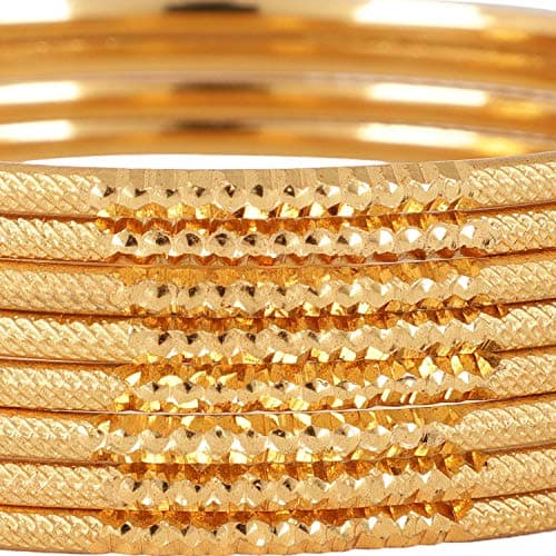 Shining Diva Fashion Set Of 8 Latest Traditional Design One Gram Gold Plated Bangle for Women (Golden) (11712b_2.6) 6
