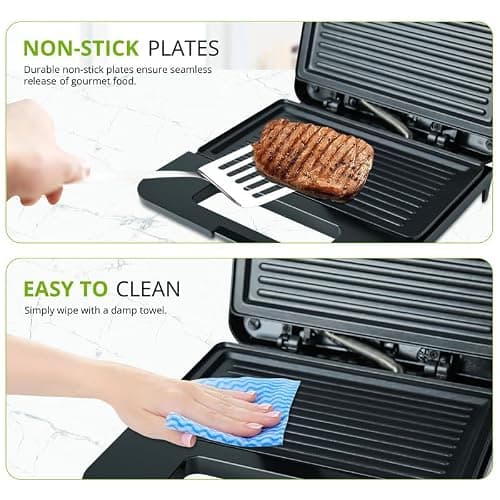 iBELL SM410N 800W Sandwich Maker Electric | Non-Stick Grill & Toast Plates | Handle Lock System | Fast Heating Toaster | Compact Design (Black) 5