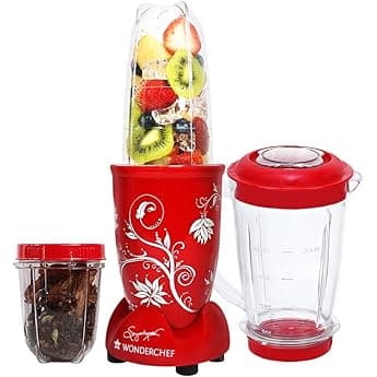 Wonderchef Nutri-blend Mixer, Grinder & Blender | Powerful 400W 22000 RPM 100% Full Copper Motor | SS Blades | 2 unbreakable jars | 2 Years warranty | Recipe book by Chef Sanjeev Kapoor | White